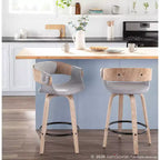 Lot de 2 tabourets de bar rembourrés Elisa hauteur comptoir Gris/Blanc délavé - Lumisource