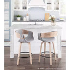 Lot de 2 tabourets de bar rembourrés Elisa hauteur comptoir Gris/Blanc délavé - Lumisource