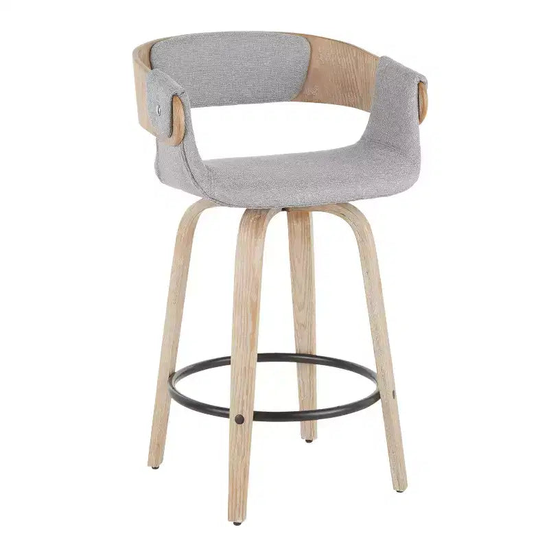 Lot de 2 tabourets de bar rembourrés Elisa hauteur comptoir Gris/Blanc délavé - Lumisource