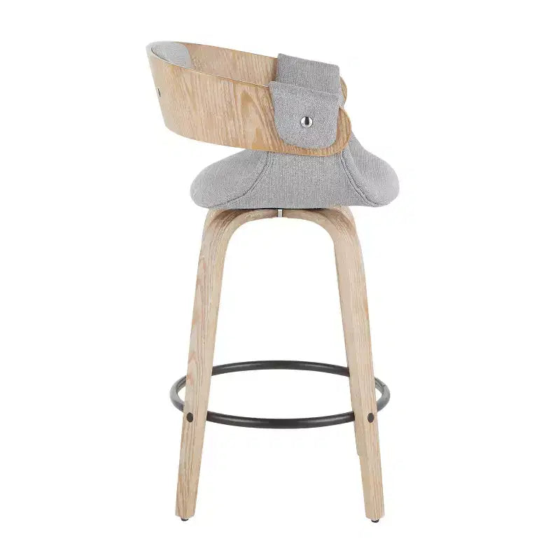 Lot de 2 tabourets de bar rembourrés Elisa hauteur comptoir Gris/Blanc délavé - Lumisource