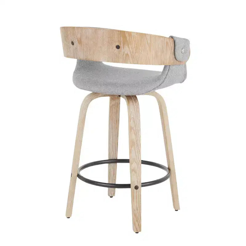 Lot de 2 tabourets de bar rembourrés Elisa hauteur comptoir Gris/Blanc délavé - Lumisource