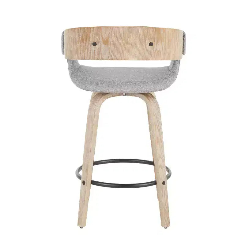 Lot de 2 tabourets de bar rembourrés Elisa hauteur comptoir Gris/Blanc délavé - Lumisource