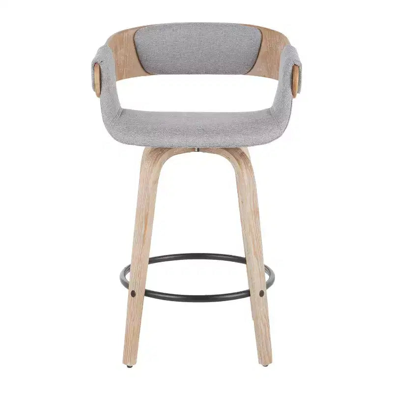 Lot de 2 tabourets de bar rembourrés Elisa hauteur comptoir Gris/Blanc délavé - Lumisource