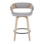 Lot de 2 tabourets de bar rembourrés Elisa hauteur comptoir Gris/Blanc délavé - Lumisource