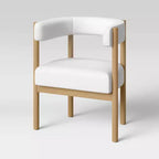 Chaise de salle à manger rembourrée Kenova avec pieds en bois tournés Crème - Threshold™ : Moderne du milieu du siècle, polyester, hévéa
