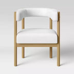 Chaise de salle à manger rembourrée Kenova avec pieds en bois tournés Crème - Threshold™ : Moderne du milieu du siècle, polyester, hévéa