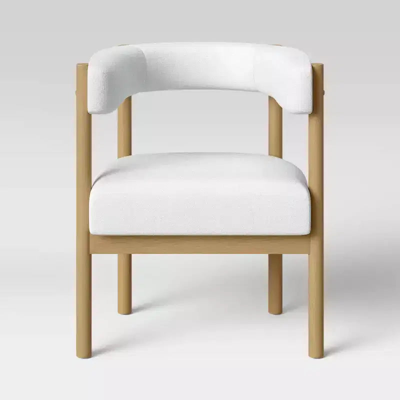 Chaise de salle à manger rembourrée Kenova avec pieds en bois tournés Crème - Threshold™ : Moderne du milieu du siècle, polyester, hévéa