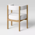 Chaise de salle à manger rembourrée Kenova avec pieds en bois tournés Crème - Threshold™ : Moderne du milieu du siècle, polyester, hévéa