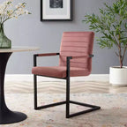 Modway Set of 2 Savory Dining Performance Velvet Armchairs Dusty Rose: Metal Legs, No Assembly Required, Modern Style