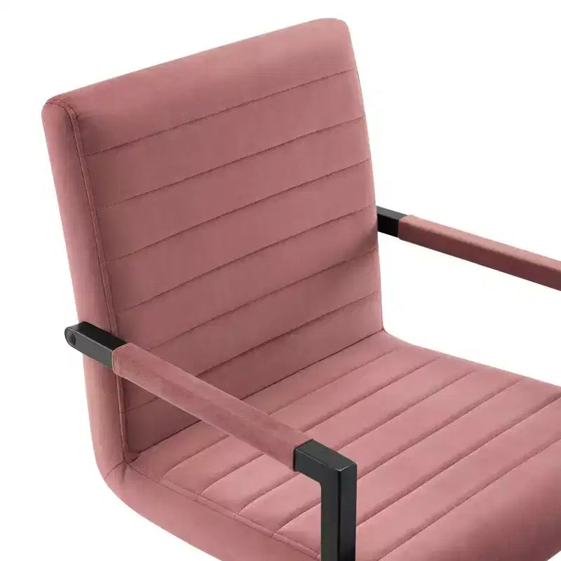Set of 2 Savory Dining Performance Velvet Armchairs, Dusty Rose, Metal Legs, No Assembly Required