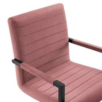Set of 2 Savory Dining Performance Velvet Armchairs, Dusty Rose, Metal Legs, No Assembly Required