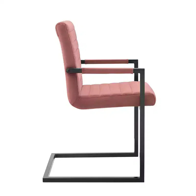 Set of 2 Savory Dining Performance Velvet Armchairs, Dusty Rose, Metal Legs, No Assembly Required