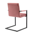 Set of 2 Savory Dining Performance Velvet Armchairs, Dusty Rose, Metal Legs, No Assembly Required