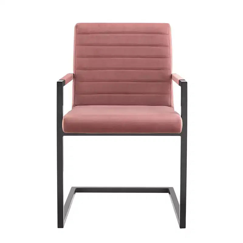 Set of 2 Savory Dining Performance Velvet Armchairs, Dusty Rose, Metal Legs, No Assembly Required