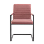 Set of 2 Savory Dining Performance Velvet Armchairs, Dusty Rose, Metal Legs, No Assembly Required