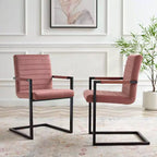 Set of 2 Savory Dining Performance Velvet Armchairs, Dusty Rose, Metal Legs, No Assembly Required
