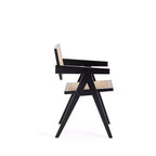 Chaise de salle à manger Hamlet en rotin noir/naturel – Manhattan Comfort : Base en bois de frêne Mid-Century, aucun assemblage requis