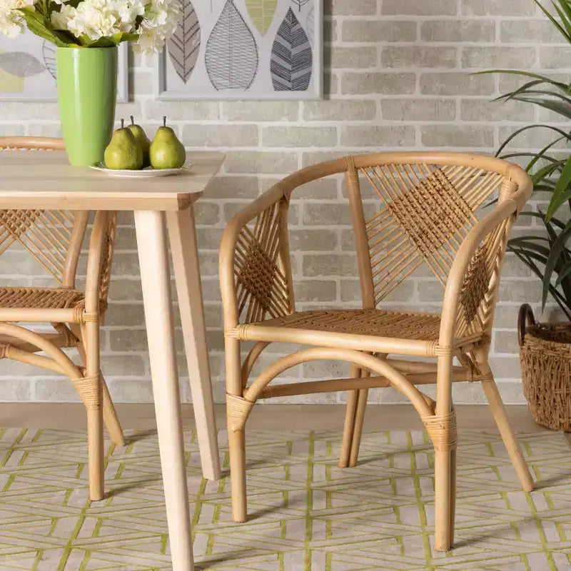 Chaise de salle à manger Kagama en rotin marron - bali & pari : Bohème, Bambou, Confort, Piètement stable