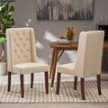 Lot de 2 chaises de salle à manger Blount en bois avec coussins en tissu, finition beige/naturel, structure en bouleau, dossier capitonné