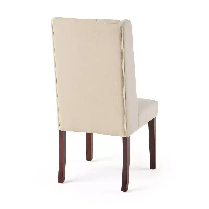 Lot de 2 chaises de salle à manger Blount en bois avec coussins en tissu, finition beige/naturel, structure en bouleau, dossier capitonné