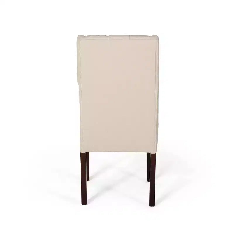 Lot de 2 chaises de salle à manger Blount en bois avec coussins en tissu, finition beige/naturel, structure en bouleau, dossier capitonné