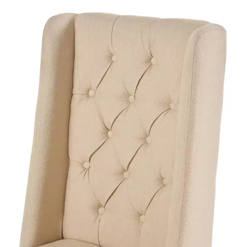 Lot de 2 chaises de salle à manger Blount en bois avec coussins en tissu, finition beige/naturel, structure en bouleau, dossier capitonné
