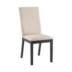 Crosley Lot de 2 chaises rembourrées Hayden Ardoise : Clous décoratifs, pieds en bois d'hévéa, coussin en mousse