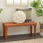 Rustic Birch Wood Bench Brown - Olivia & May: Decorative, No Assembly, Indoor, 250 lbs Capacity