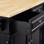 Îlot de cuisine Crosley Oxford avec 2 tabourets à dossier en X noirs : Style traditionnel, porte-serviettes, 4 étagères, 2 tiroirs