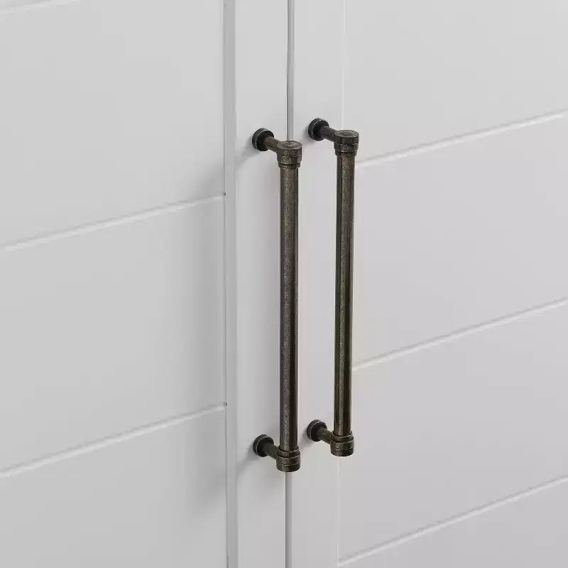 Meuble de Rangement Haut Bartlett à 2 Éléments Superposables Blanc - Crosley : Style Ferme Moderne, 4 Portes, 6 Étagères
