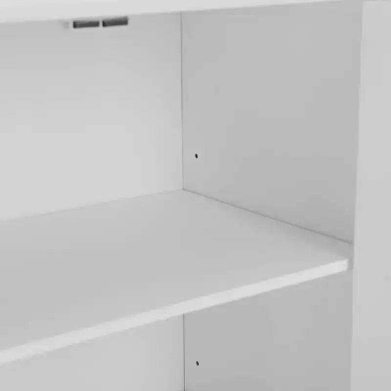 Meuble de Rangement Haut Bartlett à 2 Éléments Superposables Blanc - Crosley : Style Ferme Moderne, 4 Portes, 6 Étagères