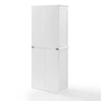Meuble de Rangement Haut Bartlett à 2 Éléments Superposables Blanc - Crosley : Style Ferme Moderne, 4 Portes, 6 Étagères