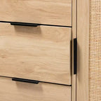 Bahut de salle à manger Harrison Wood and Rattan 3 tiroirs avec rangement – Baxton Studio