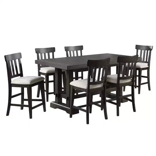 7pc Napa Counter Height Dining Set Dusky Cedar - Steve Silver Co.: Expandable, Farmhouse Style, Seats 8-10