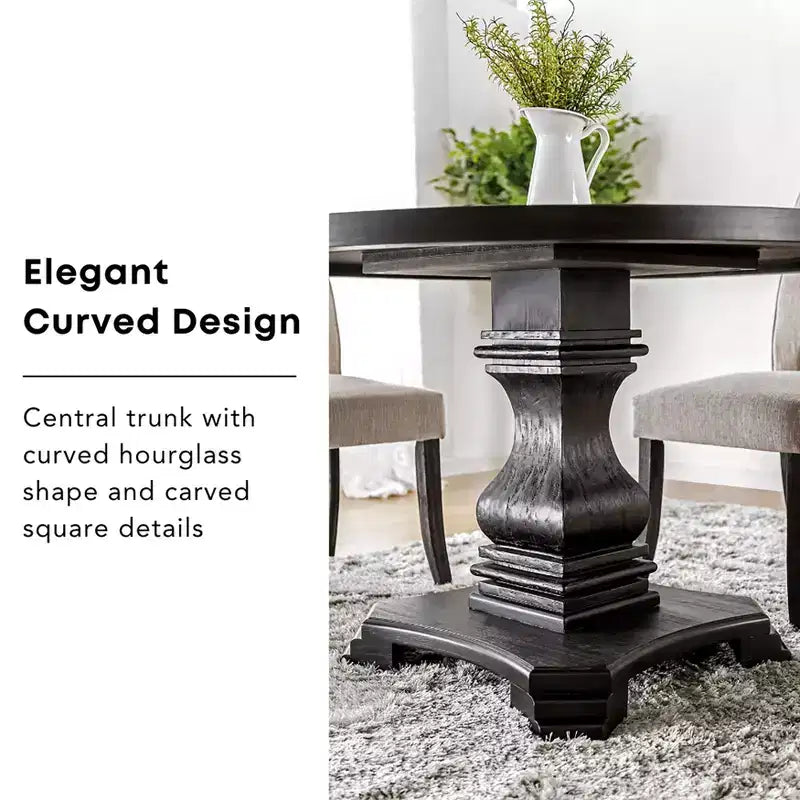 HOMES: Inside + Out Table de salle à manger ronde Villa Rustic 48" Noir antique