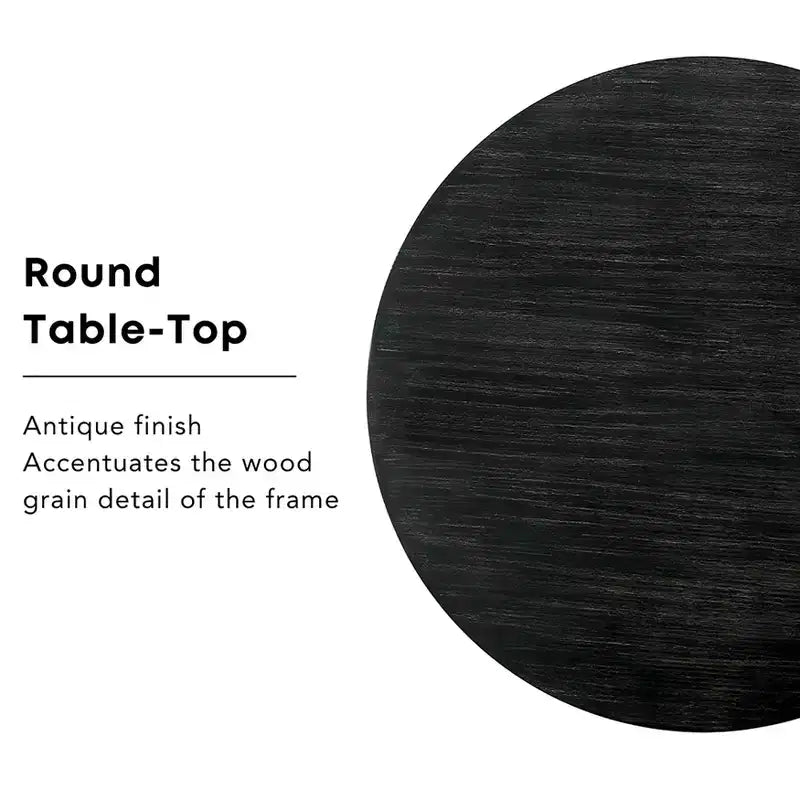 HOMES: Inside + Out Table de salle à manger ronde Villa Rustic 48" Noir antique