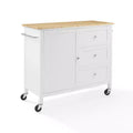 Soren Wood Top Kitchen Island/Cart Natural/White - Crosley: Adjustable Shelves, Mobile Cart Option, Shaker Style
