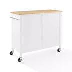 Îlot de cuisine/Chariot de cuisine Soren Wood Top Naturel/Blanc - Crosley : Étagères réglables, option chariot mobile, style Shaker