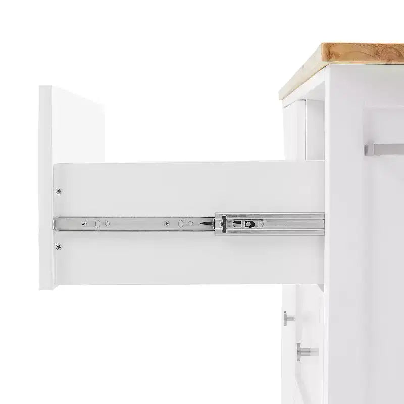 Îlot de cuisine/Chariot de cuisine Soren Wood Top Naturel/Blanc - Crosley : Étagères réglables, option chariot mobile, style Shaker