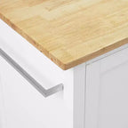 Îlot de cuisine/Chariot de cuisine Soren Wood Top Naturel/Blanc - Crosley : Étagères réglables, option chariot mobile, style Shaker
