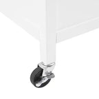 Îlot de cuisine/Chariot de cuisine Soren Wood Top Naturel/Blanc - Crosley : Étagères réglables, option chariot mobile, style Shaker