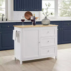 Îlot de cuisine/Chariot de cuisine Soren Wood Top Naturel/Blanc - Crosley : Étagères réglables, option chariot mobile, style Shaker