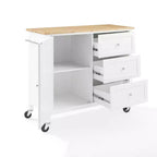 Îlot de cuisine/Chariot de cuisine Soren Wood Top Naturel/Blanc - Crosley : Étagères réglables, option chariot mobile, style Shaker