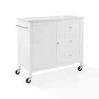 Crosley Soren Îlot de Cuisine/Chariot avec Plateau en Pierre Blanc : Chariot Roulant avec Rangement, 2 Étagères, 3 Tiroirs, Style Traditionnel