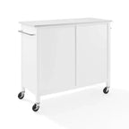 Crosley Soren Îlot de Cuisine/Chariot avec Plateau en Pierre Blanc : Chariot Roulant avec Rangement, 2 Étagères, 3 Tiroirs, Style Traditionnel
