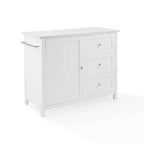 Crosley Soren Îlot de Cuisine/Chariot avec Plateau en Pierre Blanc : Chariot Roulant avec Rangement, 2 Étagères, 3 Tiroirs, Style Traditionnel