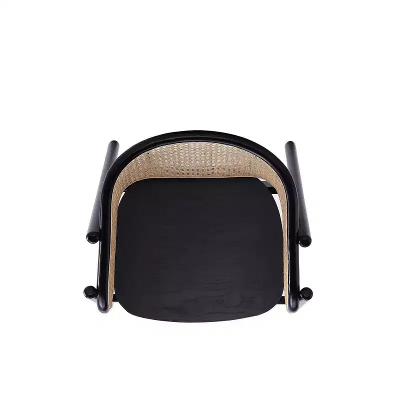 Fauteuil en bois Versailles noir/rotin Manhattan Comfort - Manhattan Comfort : Accents en rotin, aucun assemblage requis