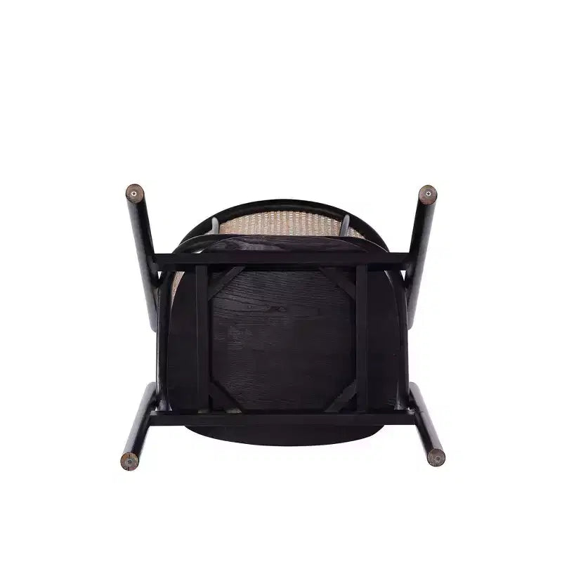 Fauteuil en bois Versailles noir/rotin Manhattan Comfort - Manhattan Comfort : Accents en rotin, aucun assemblage requis