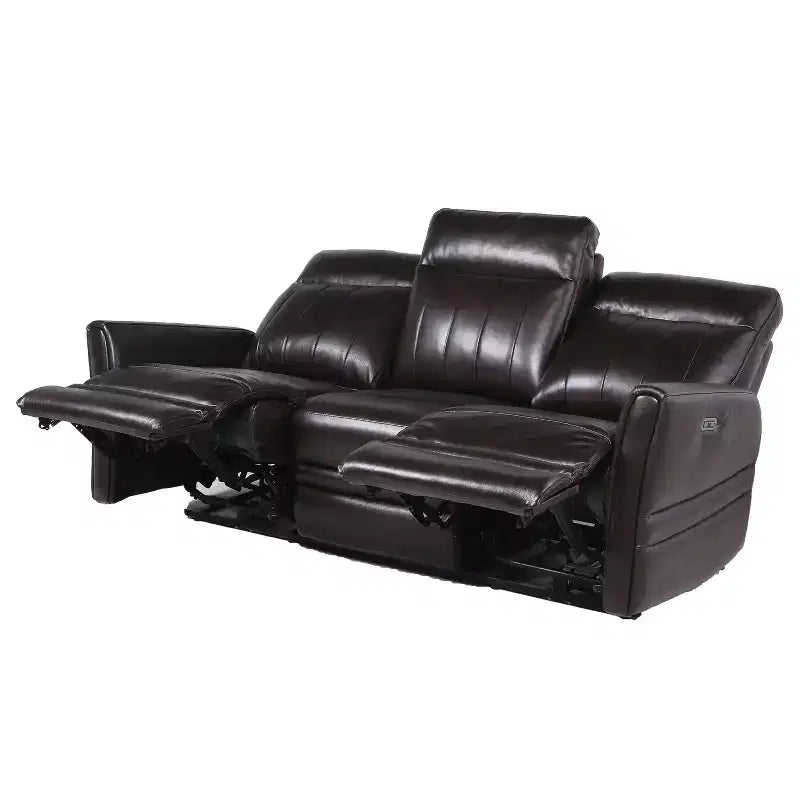 Canapé inclinable électrique Coachella marron - Steve Silver Co. : Cuir véritable, port USB, 3 places