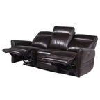 Canapé inclinable électrique Coachella marron - Steve Silver Co. : Cuir véritable, port USB, 3 places